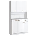 Homcom - Wardrobe with wooden kitchen wall units 101 x 39 x 180cm white - Borgè