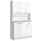 Homcom - Wardrobe with wooden kitchen wall units 101 x 39 x 180cm white - Borgè
