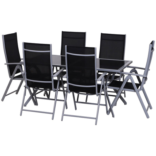 Outsunny Outdoor Table With 6 Aluminum Folding Chairs and Texilene fabric - Borgè