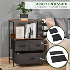 Multiuse chest of drawers with 3 fabric drawers, 58x29x81.5cm, brown - Borgè