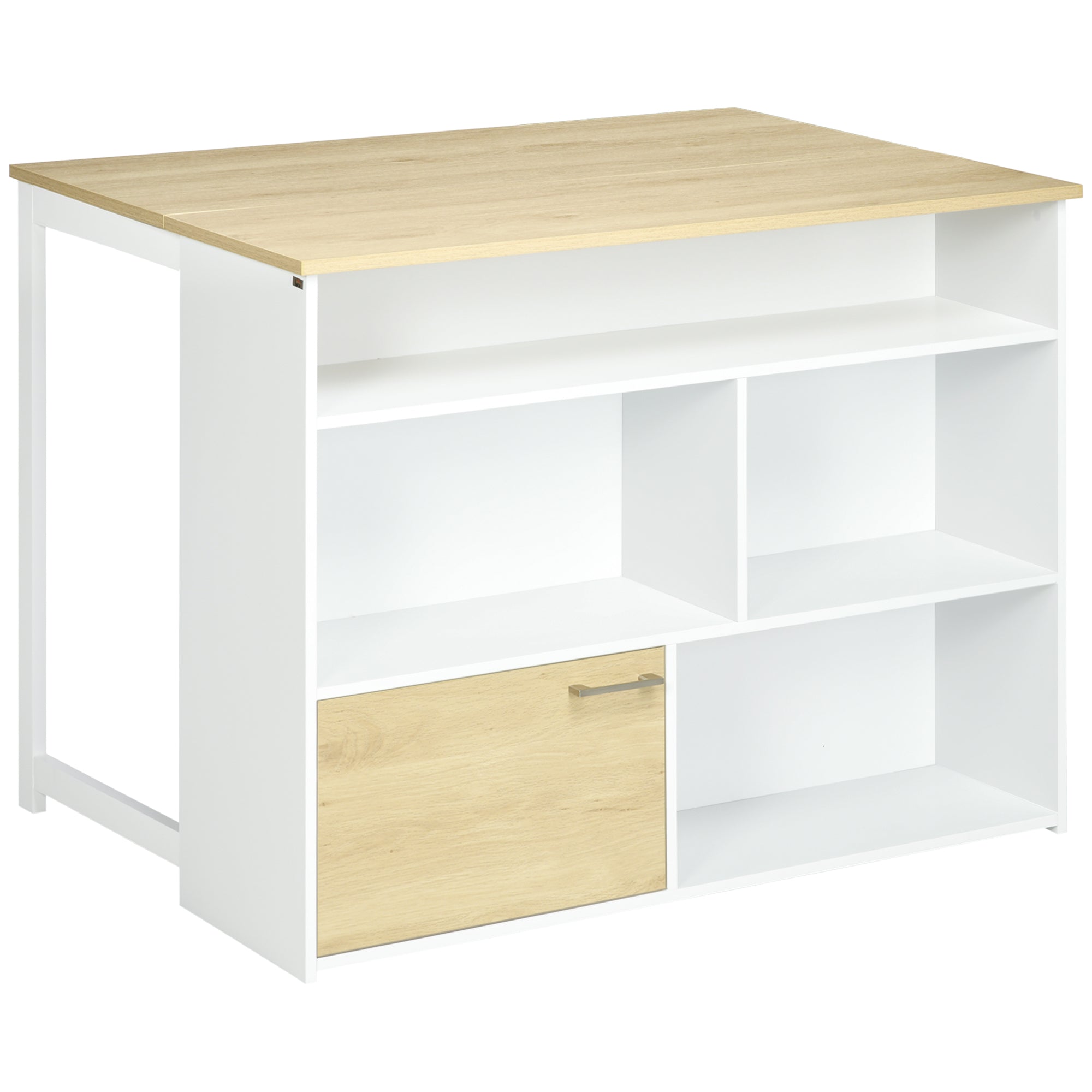 Homcom Modern Bar Table in MDF for 2 people with 4 open shelves and locker, 116x79.5x91 cm - Borgè