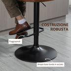 VENERA | Set 2 Swivel Kitchen Bar Stools | 47.5x50x93.5-116 cm | black and walnut - Borgè