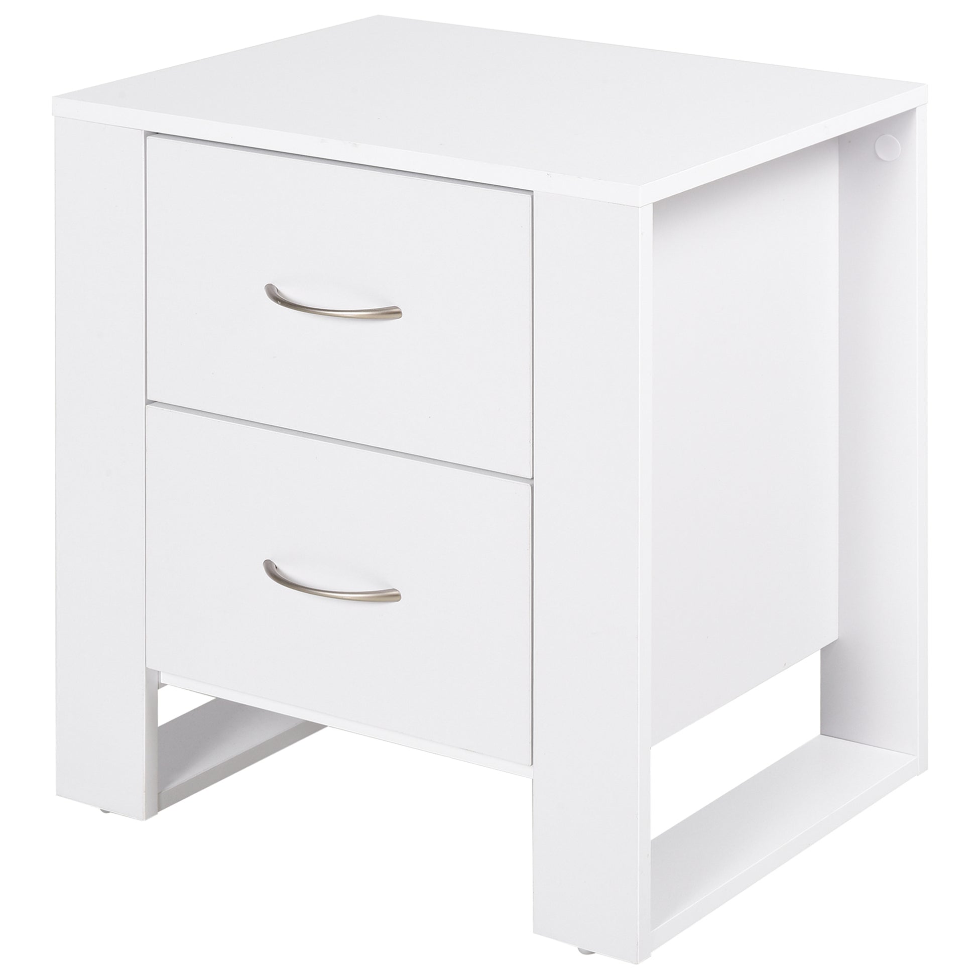 Homcom Modern wooden bedside table with 2 drawers per bedroom, 48x39x54cm, white - Borgè