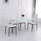 Homcom Set 4 Padded Modern Style Chairs in Metal and Fabric - White - Borgè