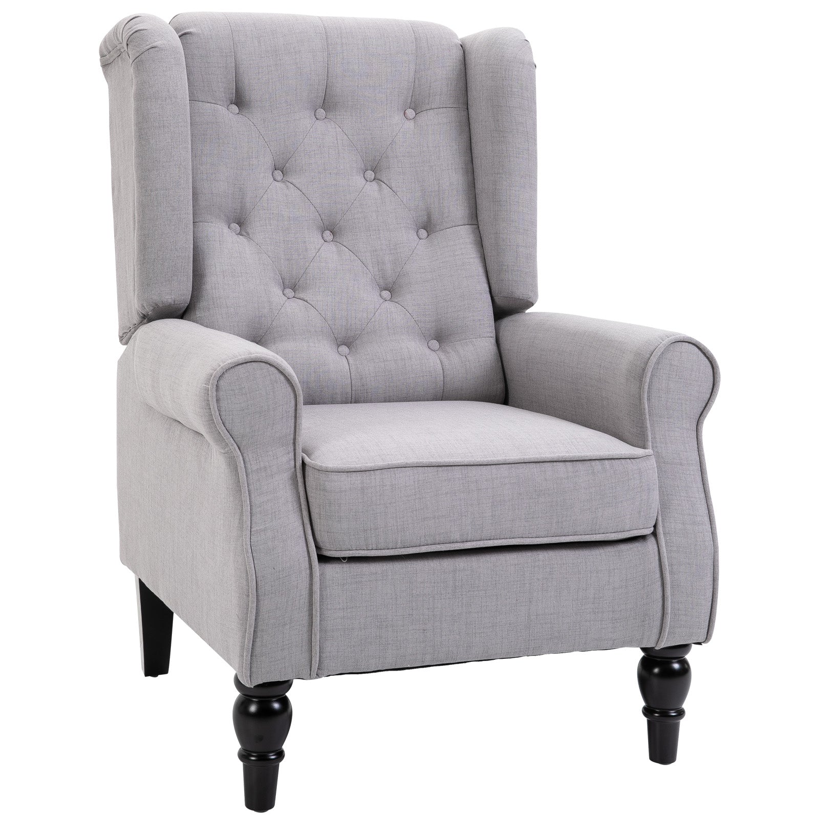 Grey Wooden Armchair and French -style removable cushions with large seat, coated legs - Borgè