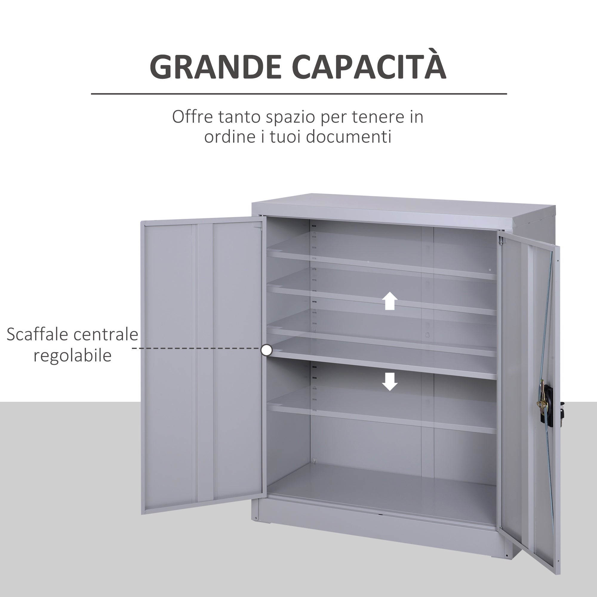 Vadgetto Portodocumenti cabinet with steel, Grey, 80x40x92.5cm safety closure closure - Borgè