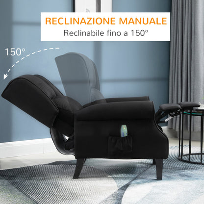 Black Reclining Armchair with heating and remote control, 78x84x101cm, black - Borgè