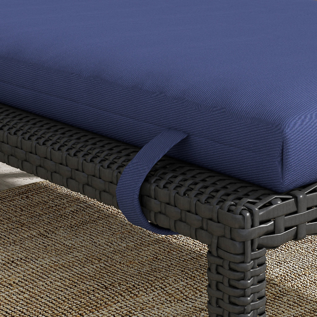 Outsunny cushion for deck chairs and sunbed bed with fixing laces, dark blue - Borgè