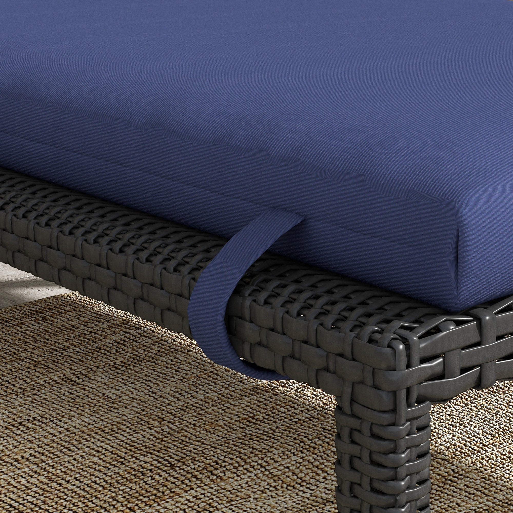 Outsunny cushion for deck chairs and sunbed bed with fixing laces, dark blue - Borgè