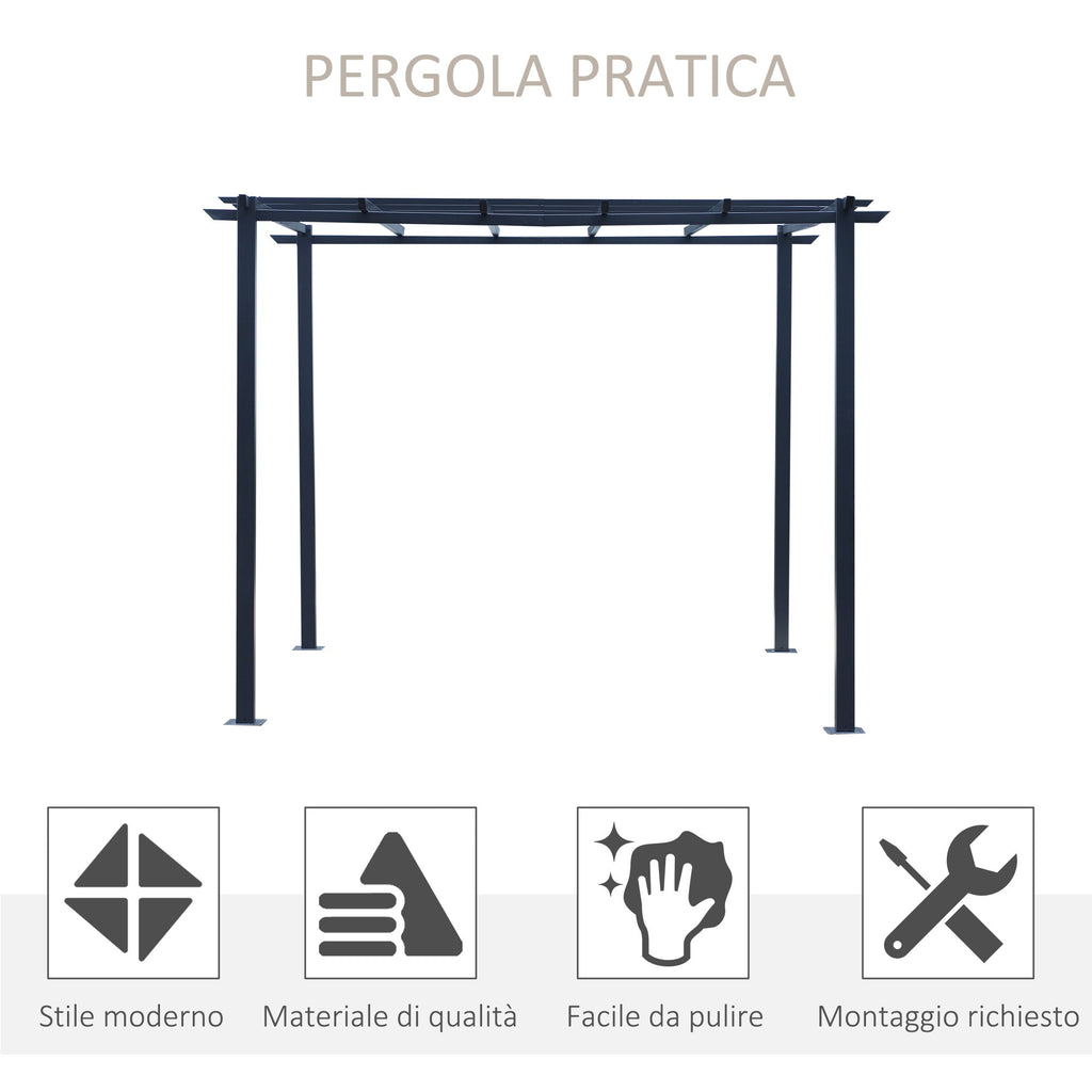Gazebo Garden Pergola 3x3m Decorable with Black Metal Climbing Plants - Borge' Group Limited