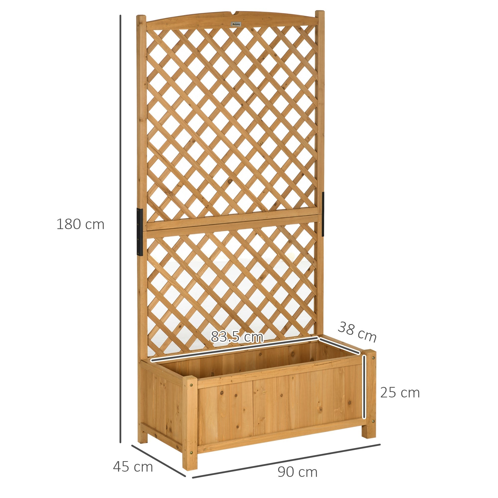 Outdoor Planter in Fir Wood with Raised Vertical Design, 90x45x180 cm, Yellow - Borge' Group Limited