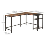 angular desk for industrial style computer with black side shelf - Borgè