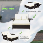 Modular Garden Sofa with Bench, Brown Rattan Garden Furniture, Space-Saving 2-Piece Set - Borge' Group Limited