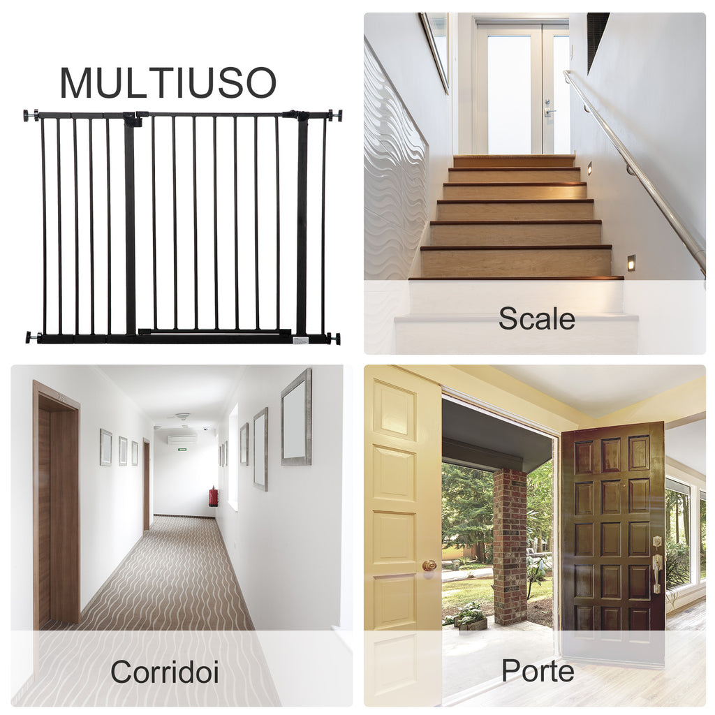 PAWHUT DOCK FOR DOG EXTENSIBLE WITH VITHS AND LARGE OPENING, METAL AND PLASTIC, 76-107X76 CM, BLACK - Borgè