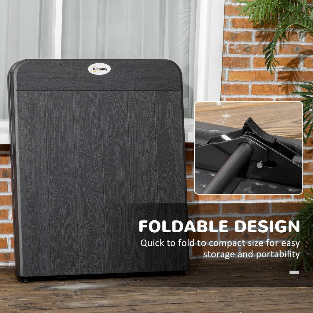 Folding Garden Table for 6 People in Steel and HDPE, 180x75.5x73cm, Dark Grey - Borge' Group Limited