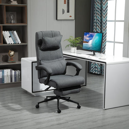 Ergonomic office chair with adjustable height with armrests and footrests, 66x70x115-123 cm, Grey - Borgè