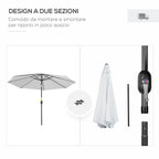 Garden Umbrella 3x2.5 m Tiltable with Removable Pole, in Metal and White Polyester - Borge' Group Limited