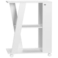 Kitchen Trolley Wooden spirits with 2 shelves and wheels, 60x38x77cm, white - Borgè