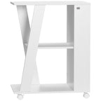 Kitchen Trolley Wooden spirits with 2 shelves and wheels, 60x38x77cm, white - Borgè