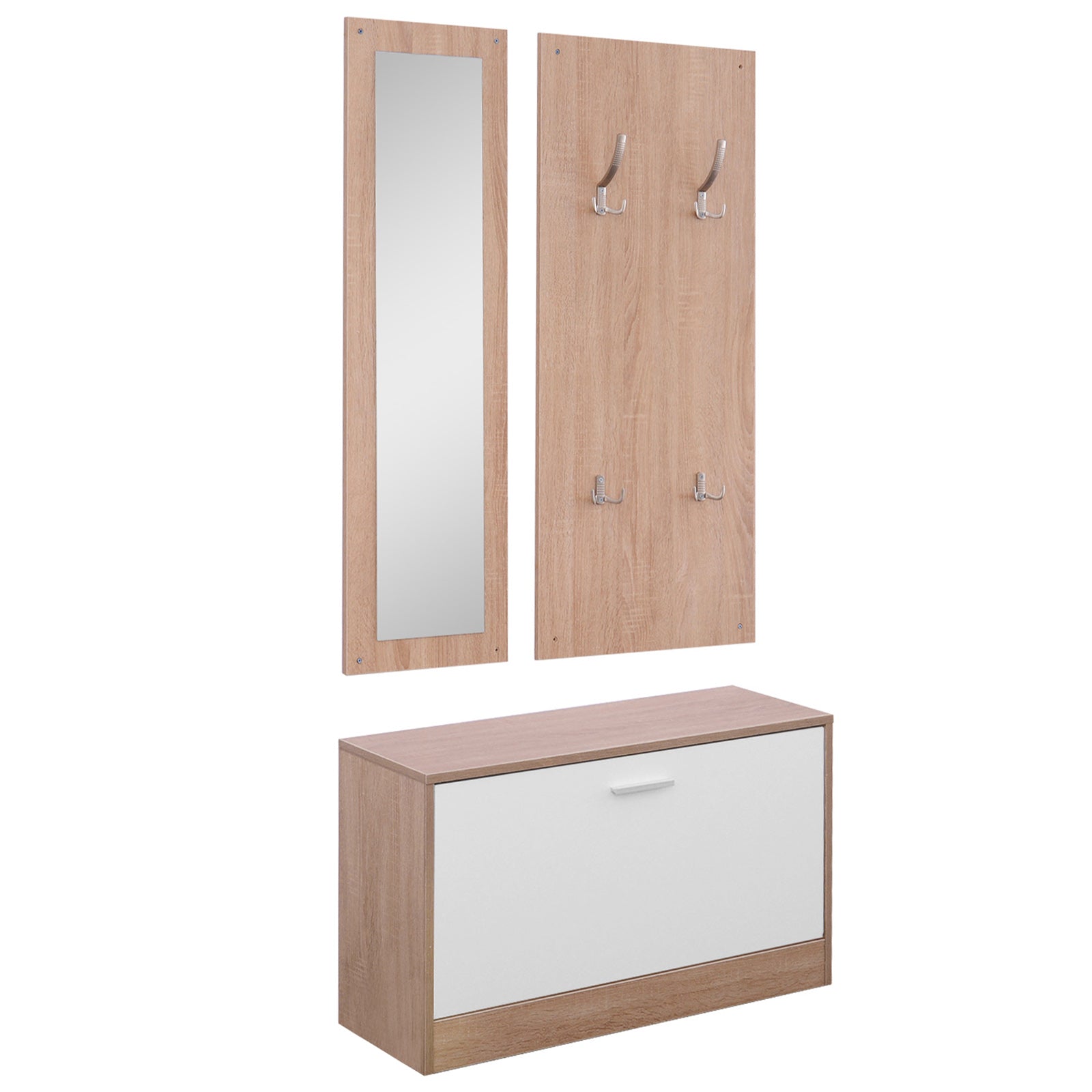 Set 3 pieces SCANDLE HAPPENDIBITS Mirror Wardrobe Wardroba in Wooden, 80x27x46.5cm - Borgè