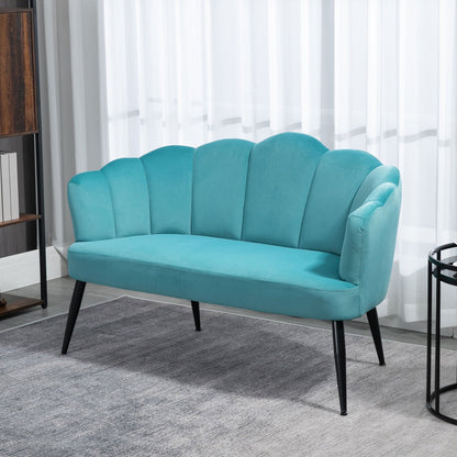 Aqua Marine Shell Design 2 Seater Velvet Sofa ( 132x66x80cm ) - Borgè