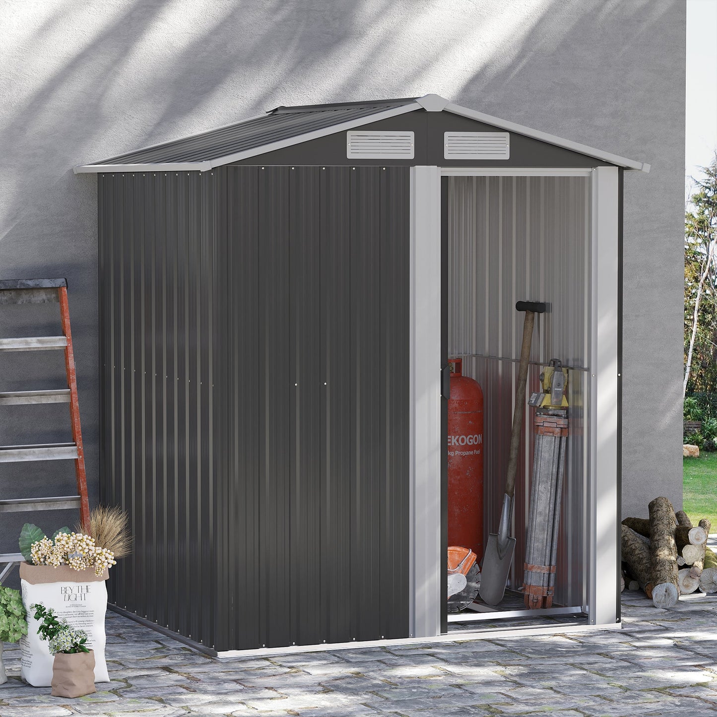 Outsunny garden house holder holder in steel, inclined roof and 4 air intakes, 152x132x188cm - Borgè