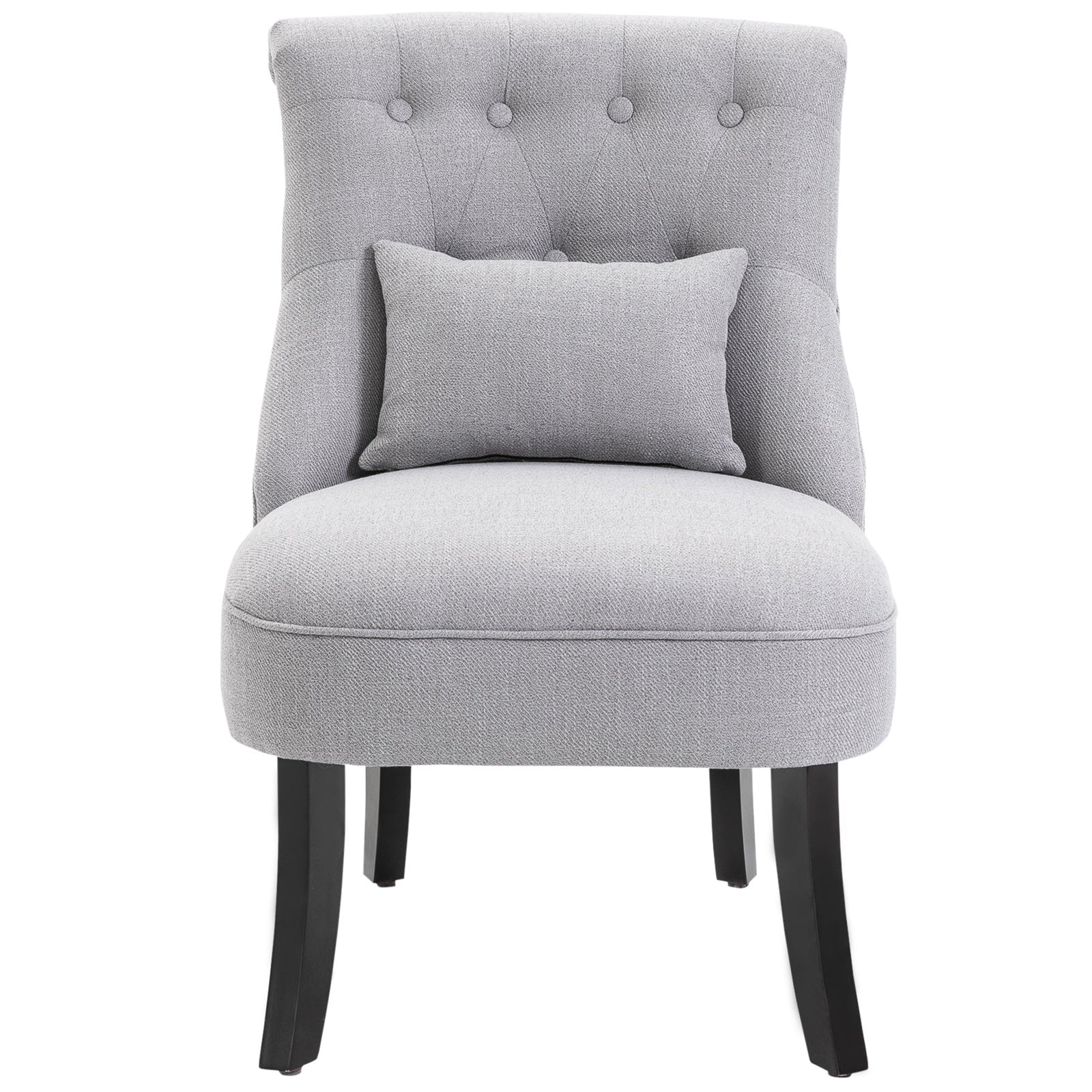 Padded wooden and linen armchair with Grey removable cushion - Borgè