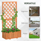 Outdoor Planter with Trellis for Climbing Plants and Pot, in Fir Wood, 72.5x31.5x149.5 cm, Orange - Borge' Group Limited