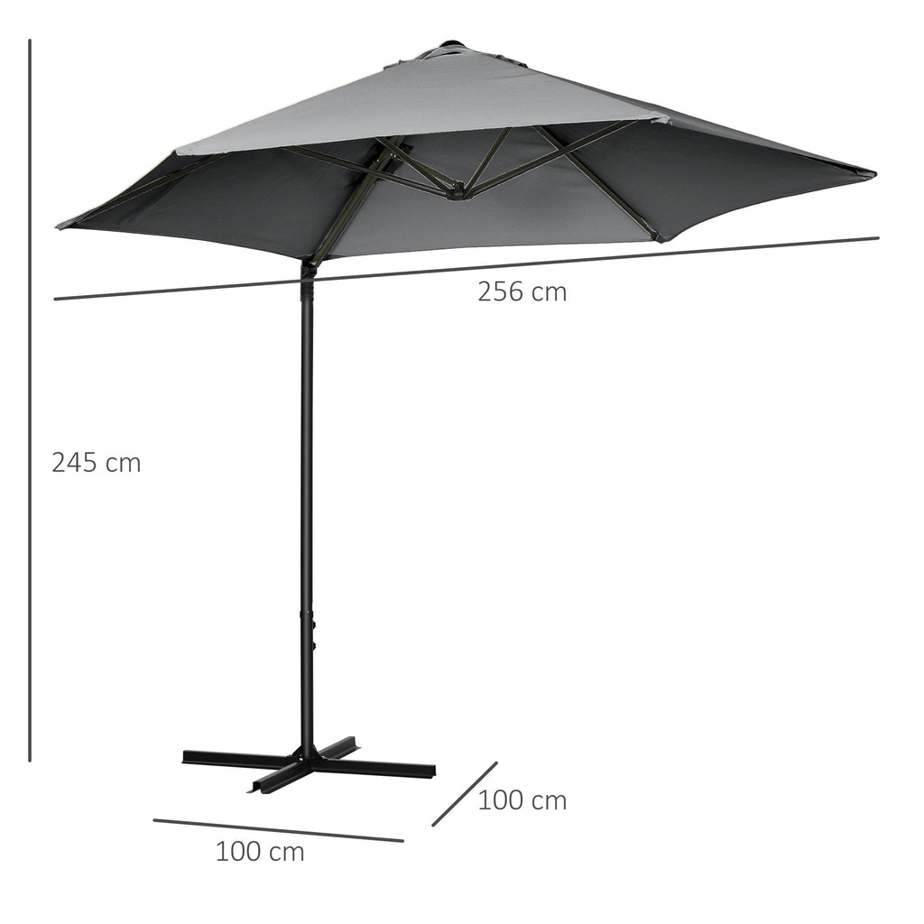 Garden Umbrella 2.6x2.5 m with 360° Rotation and Ventilated Canopy in Grey Polyester - Borge' Group Limited