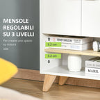 Multiuse cabinet with locker and open shelves, living room for living room, kitchen, white wood office, 60x30x78cm - Borgè