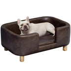 Pet Sofa, Removable Foam Padded Cushion, Small Medium Dog, Dark Brown 74x48. 5x31cm - Borge' Group Limited