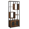 Mobile Industrial Style Library 8 shelves with 2 doors for 2 doors and office, 70x30x180cm, brown - Borgè