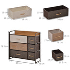 drawer 7 fabric drawers, 80x29x78.5cm, wood - Borgè