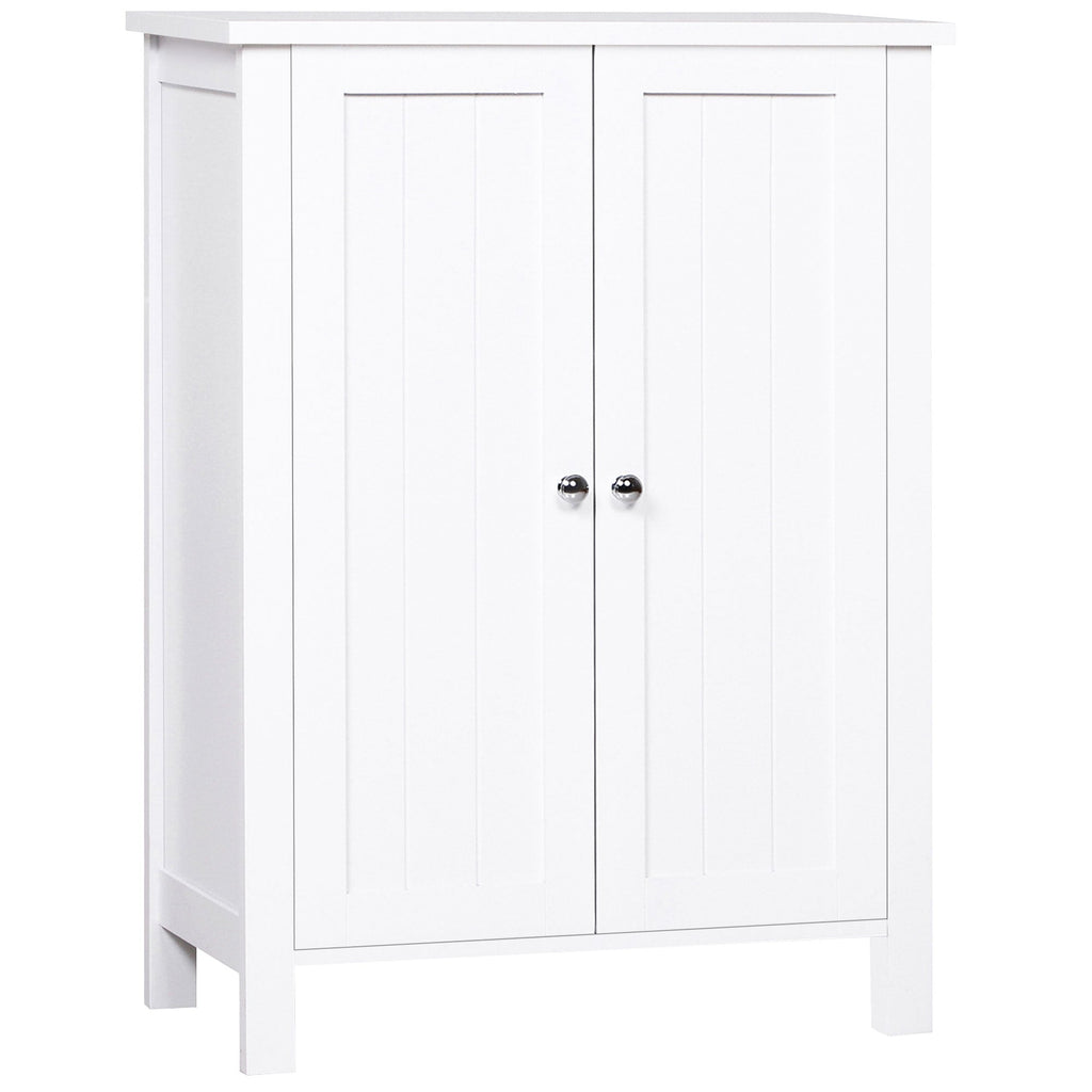 Kleankin Bathroom Cabinet two doors white 60 x 30 x 80cm - Borgè