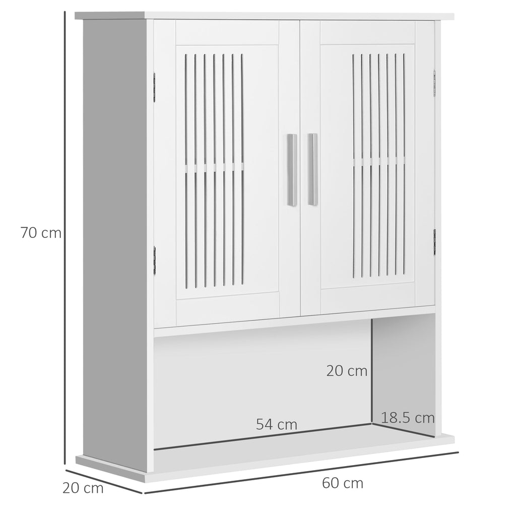 Kleankin Wall Bathroom Wall Bathroom Cabinet With locker and shelf, 60x20x70cm - White - Borgè