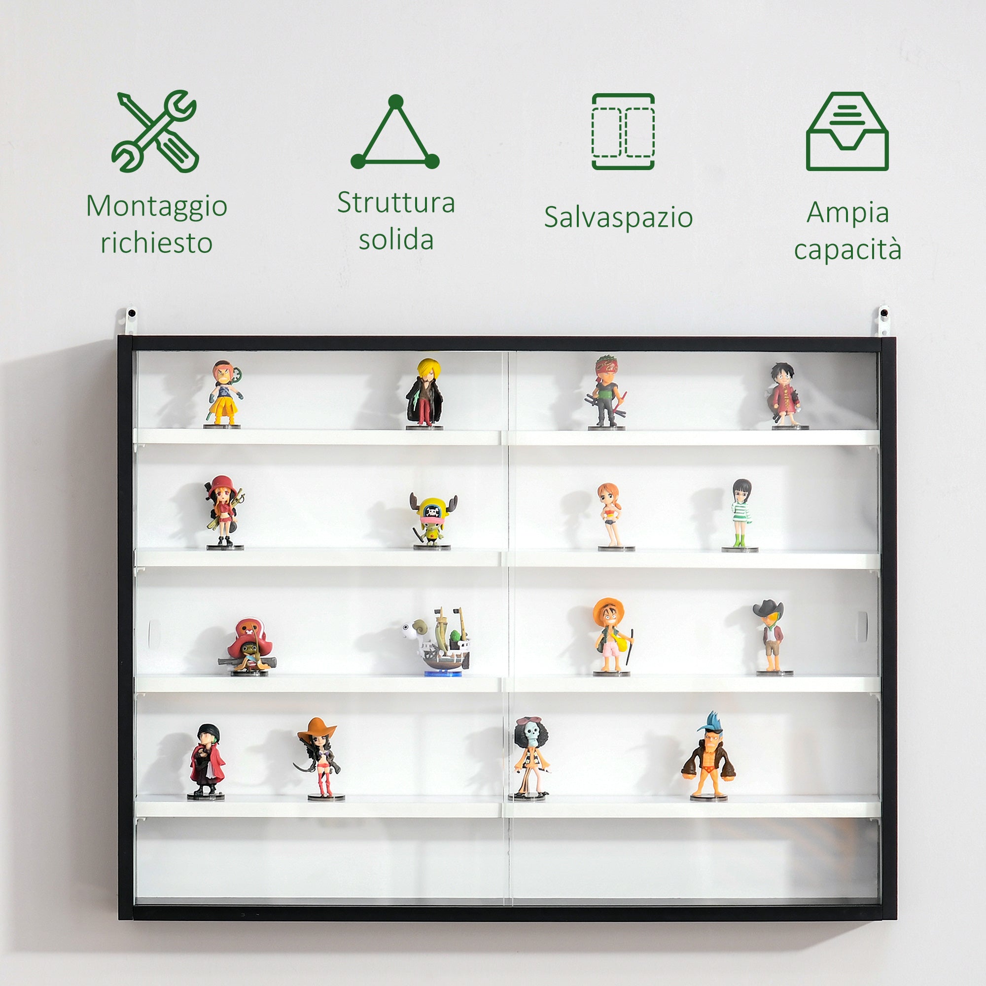 Display Wall Unit with adjustable shelves - Black White - Borgè