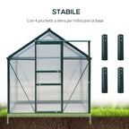 Anti-UV Polycarbonate Garden Greenhouse with Window and Sliding Door, 190x252x201cm - Borge' Group Limited