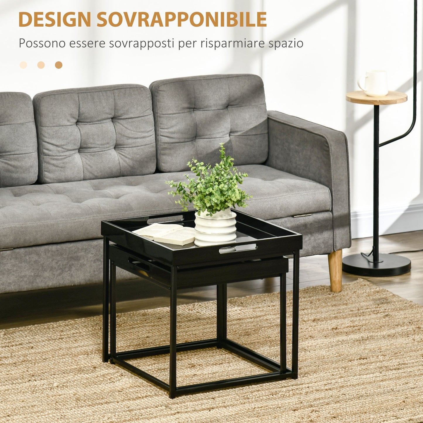 ROSS | Black Set with 2 Coffee Tables - Borgè