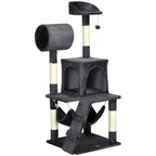 Cat Tree with Cat Scratching Post, Cat House, Hammock, Bed, Tunnel and Ball, 48x48 x125 cm, Dark Grey - Borge' Group Limited