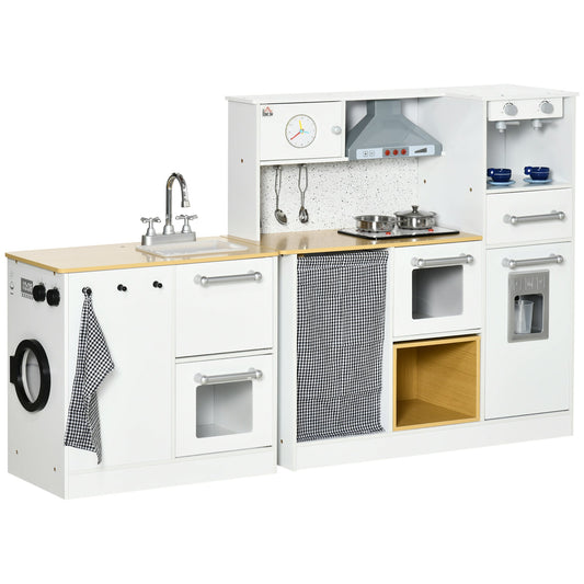 Homcom cuisine 2 pieces for children 3-6 years with kitchen utensils, lights and sound effects, in mdf and pp - Borgè