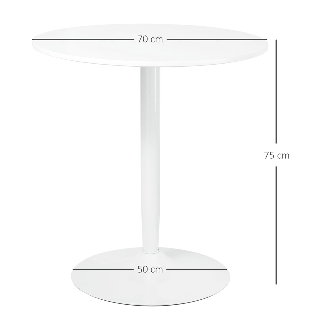 Modern Round Table For 2 people in MDF and Steel, Ø70x75cm, White - Borgè
