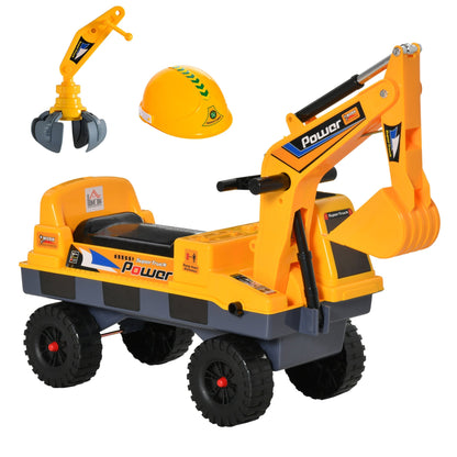 Ruspa toy 2 in 1 with excavator and bordering, hidden compartment, game rideable children 2-3 years, 90x28x58cm, yellow - Borgè