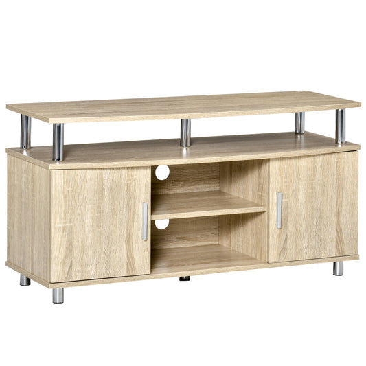 Modern TV Mobile with 2 shelves, Passacavi holes and 2 cabinets in MDF 105x40x55cm - oak