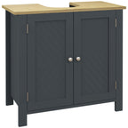 Bathroom Grey Sink Vanity with 2 doors in MDF and adjustable internal shelf | 60x30x60 cm - Borgè