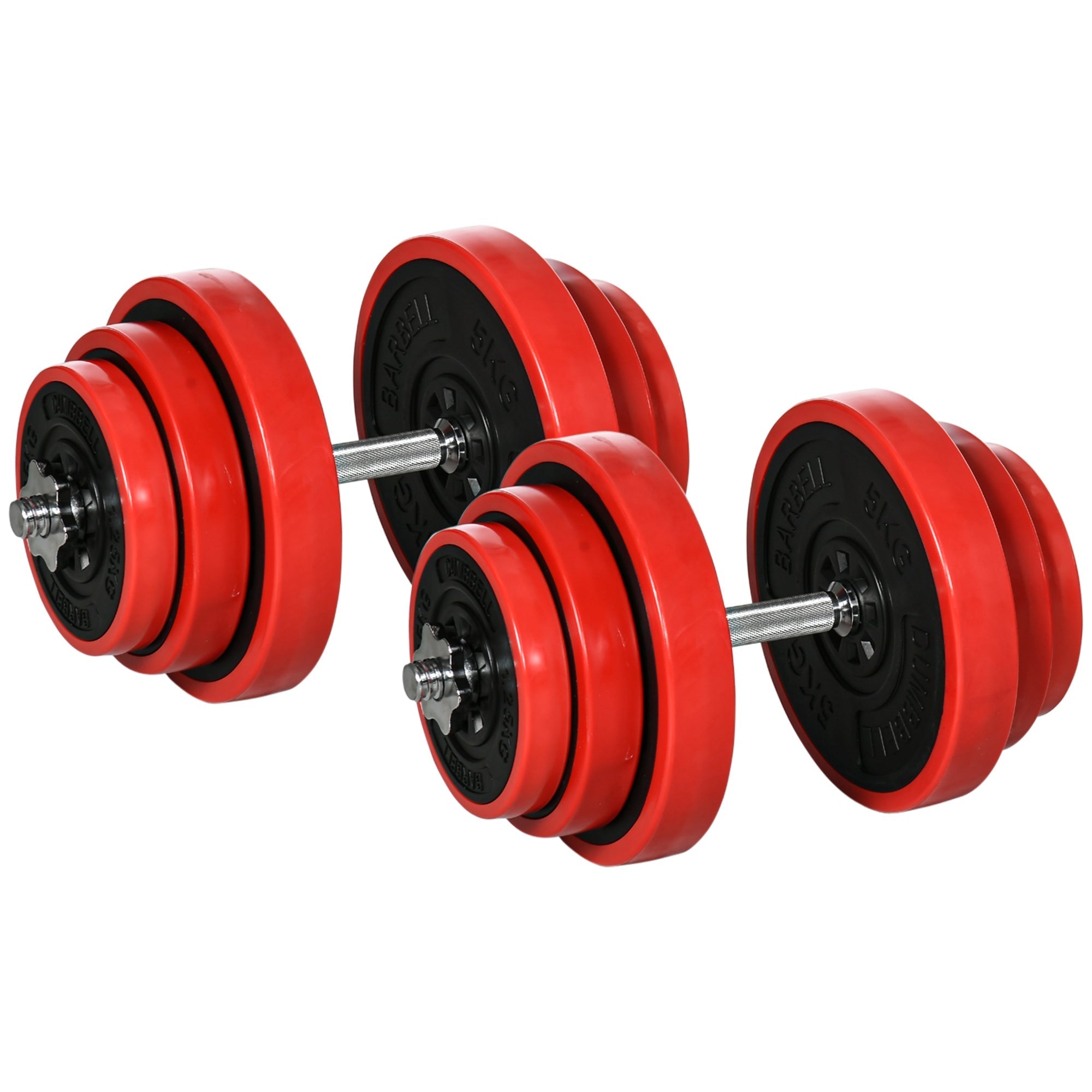 40kg Rubber Coated Metal and Iron Sand Dumbbell Set, 45x26x26cm, Red - Borge' Group Limited