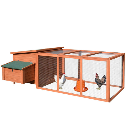 Pawhut wooden chicken coop for hens, house with an opening roof and outdoor space - Borgè