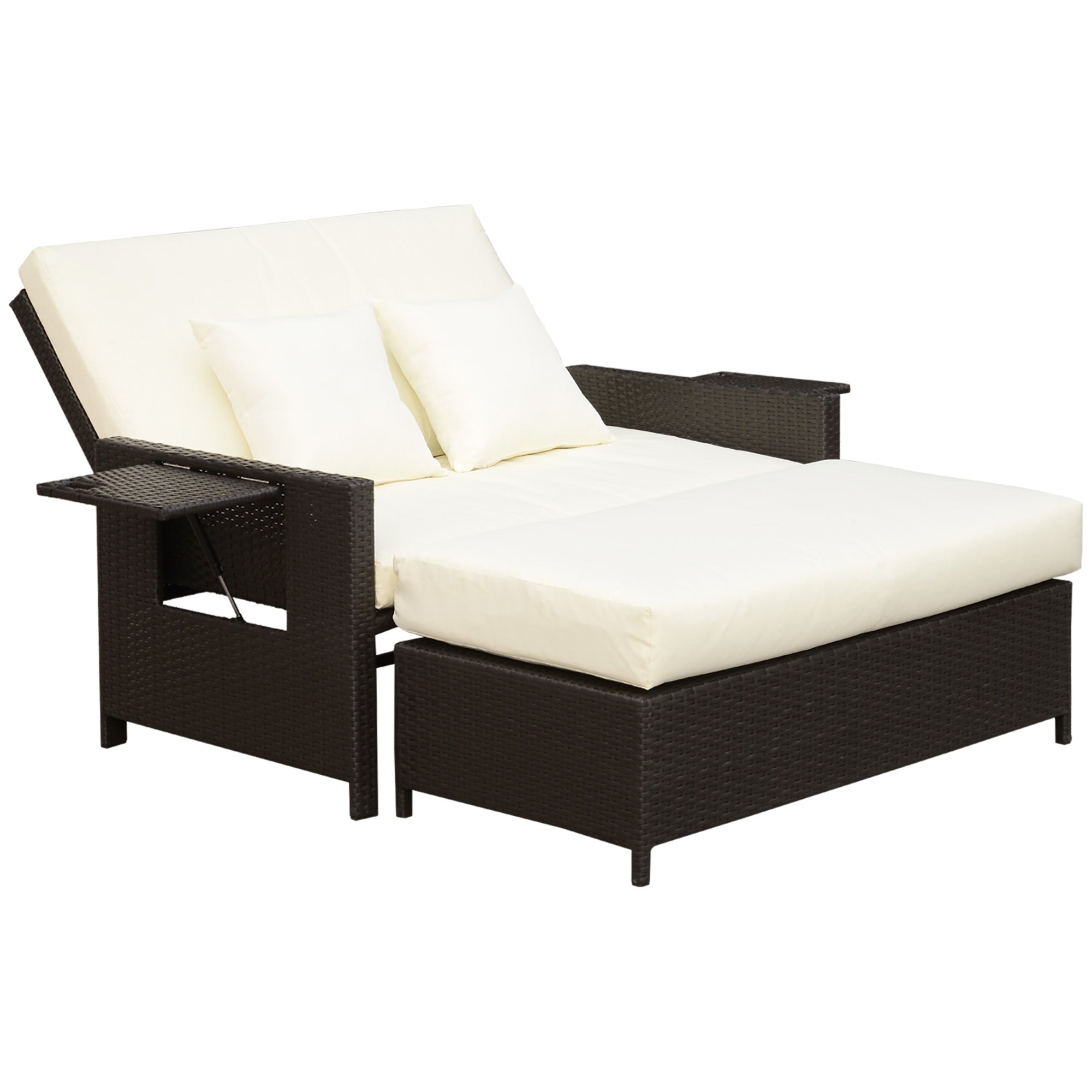 Modular Garden Sofa with Bench, Brown Rattan Garden Furniture, Space-Saving 2-Piece Set - Borge' Group Limited
