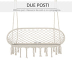 Garden and 2 -seater housing outsunny outsunny, metal frame and cotton seat 130x75x35cm, cream white - Borgè