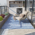 Outsunny outdoor carpet 182x274 cm folding and reversible, in blue and white polypropylene - Borgè