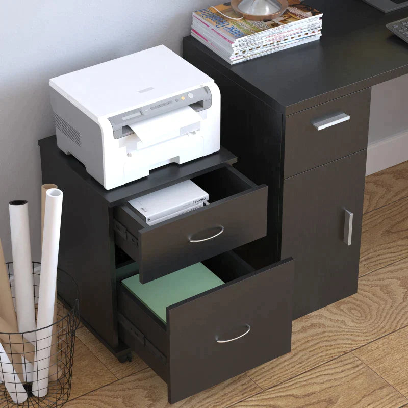 Desk Cabinet with wheels | 41x39x58cm, Black